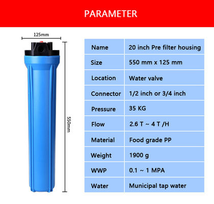 Flow Polipropilene HFPP All'intera casa filtro alloggiamento 1/2 3/4 interno 20 pollici per Big Blue