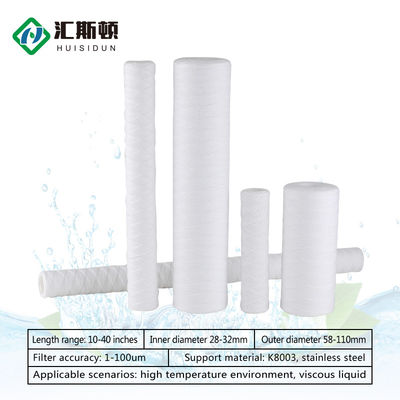 10 20 30 40 pollici 25 50 micron PP String Wound Filter Cartridge per filtrazione alimentare RO