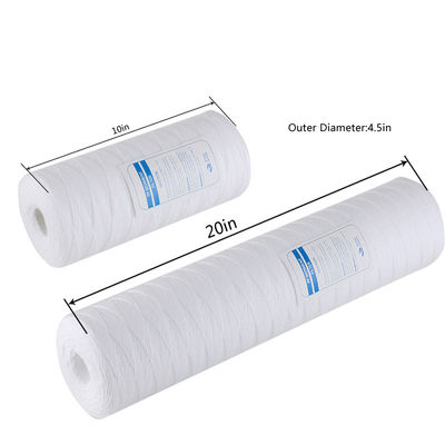 10 20 30 40 pollici 1 5 10 20 50 100 Micron String Wound PP Yarn Filter Cartridge per pretrattamento RO