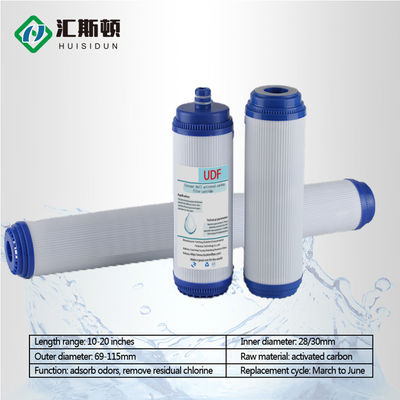 20 pollici UDF GAC Granular Activated Carbon Filter Cartridge con 12-24 mesi di vita del filtro